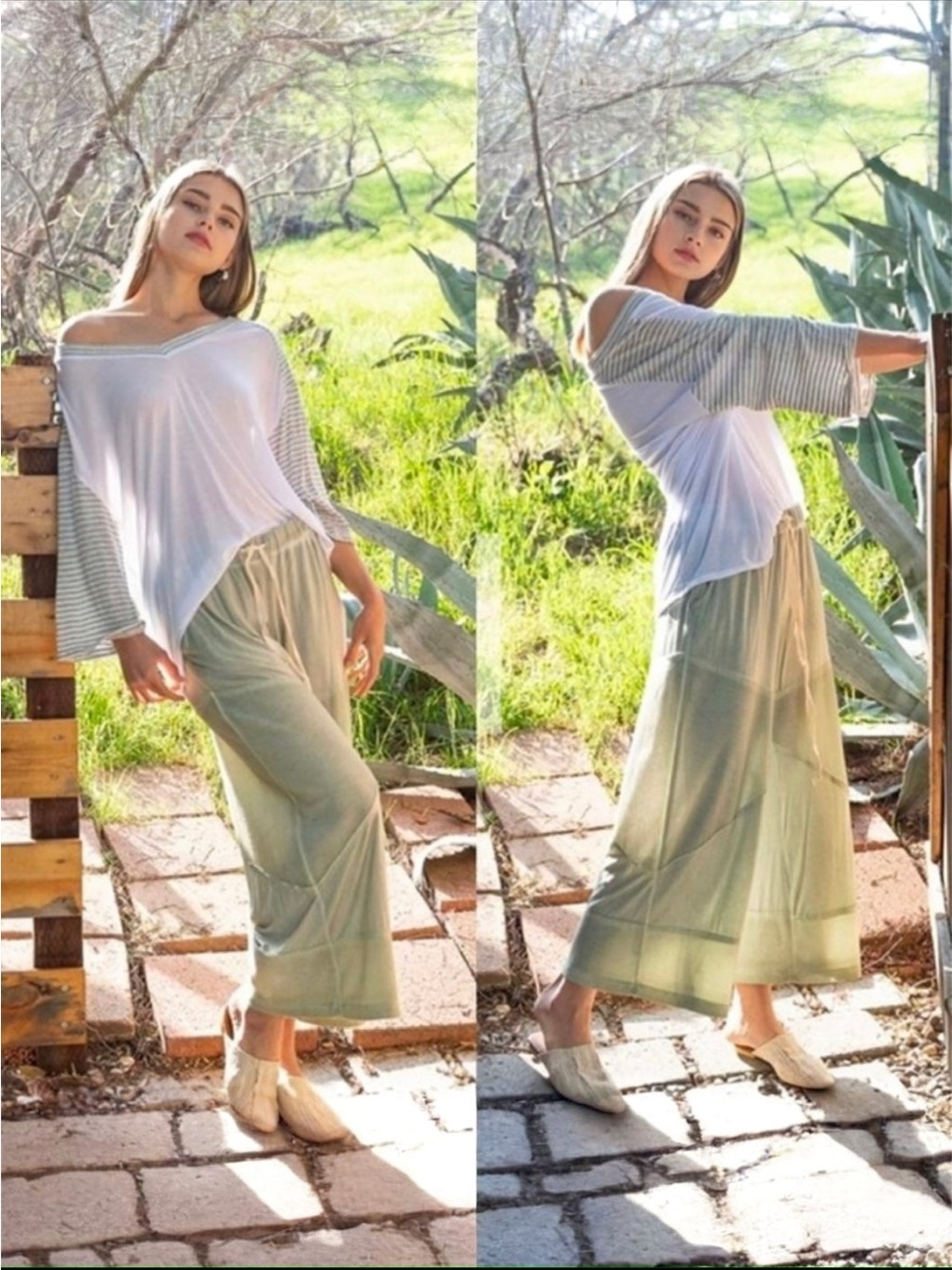 POL Sage Green Wide Leg Culotte Drawstring Pants M/L NWT - Picture 11 of 14